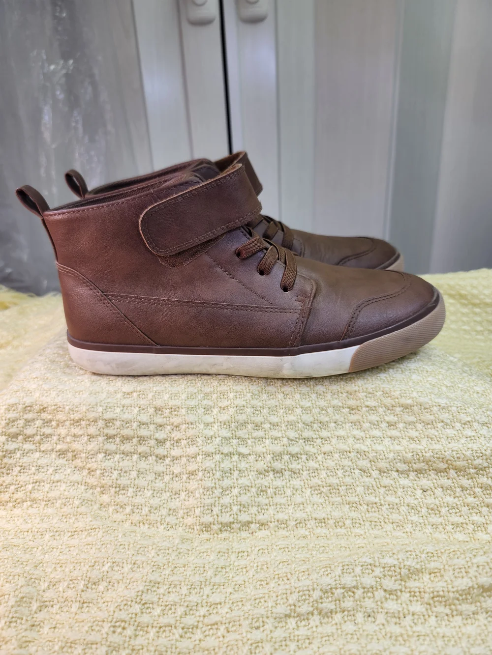 wonder nation Brown High-Top Kids Boots with Hook-and-Loop Strap